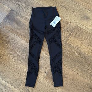 NWT Lululemon Wunder Under floral panel tights